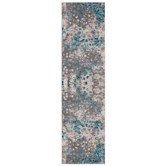 SAFAVIEH Monaco Driskoll Abstract Runner Rug, Grey/Light Blue, 2'2" x 12'