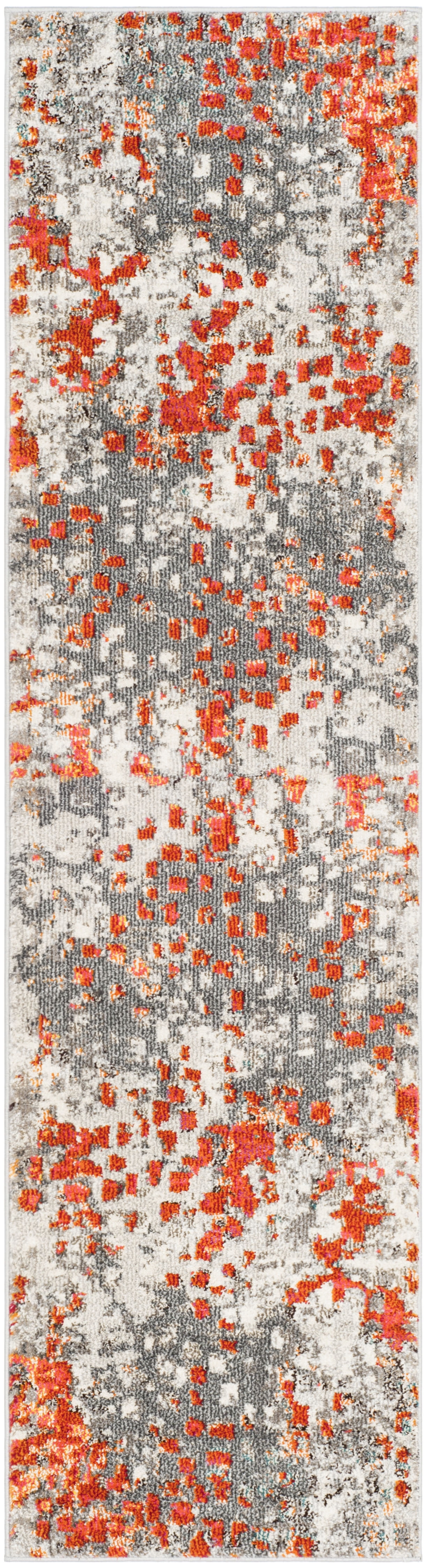 SAFAVIEH Monaco Driskoll Abstract Runner Rug, Grey/Orange, 2'2" x 16'