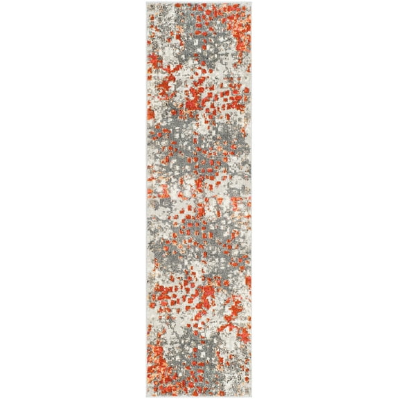 SAFAVIEH Monaco Driskoll Abstract Runner Rug, Grey/Orange, 2'2" x 6'