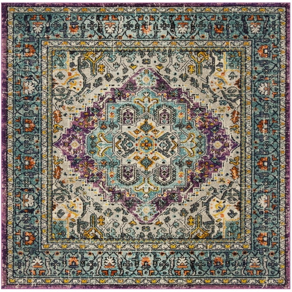 SAFAVIEH Monaco Durward Oriental Area Rug, Violet/Light Blue, 5' x 5' Square
