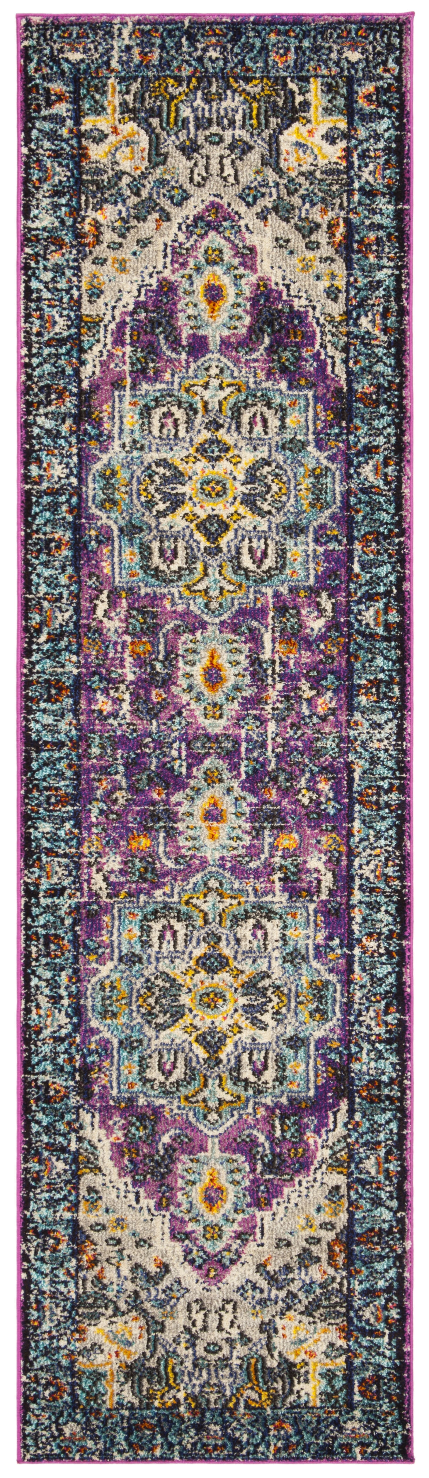 SAFAVIEH Monaco Durward Oriental Runner Rug, Violet/Light Blue, 2'2" x 10'