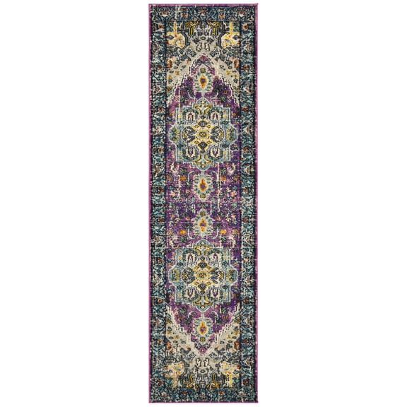 SAFAVIEH Monaco Durward Oriental Runner Rug, Violet/Light Blue, 2'2" x 10'