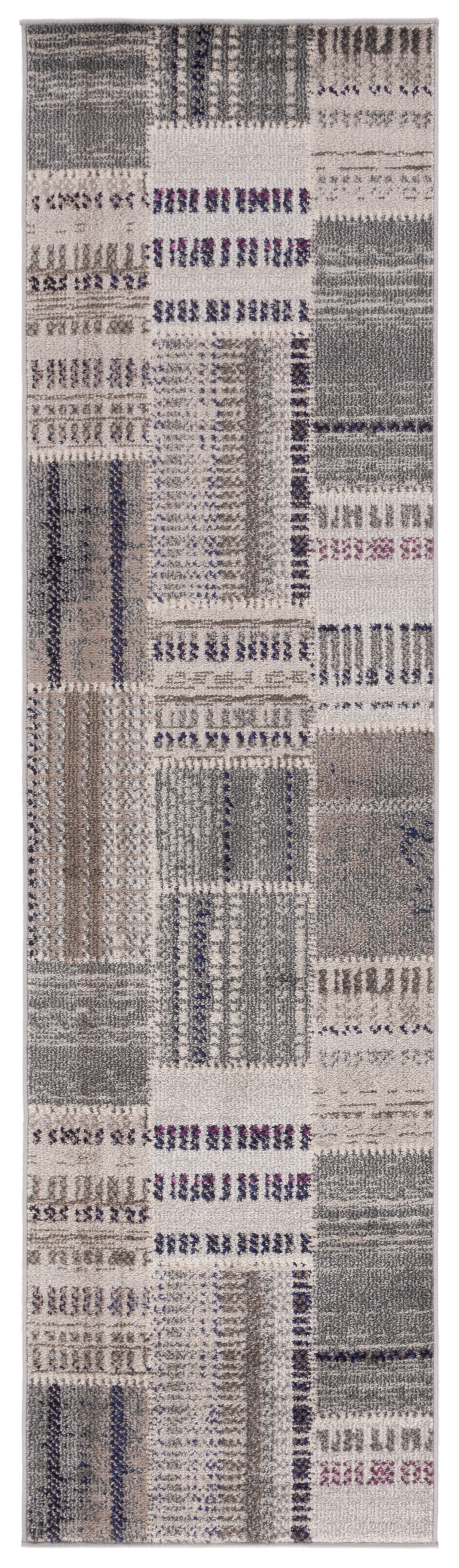Boho-Chic Monaco 26" Grey/Multi Geometric Synthetic Area Rug