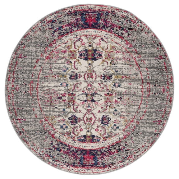 SAFAVIEH Monaco Edith Abstract Area Rug, Grey/Ivory, 5' x 5' Round