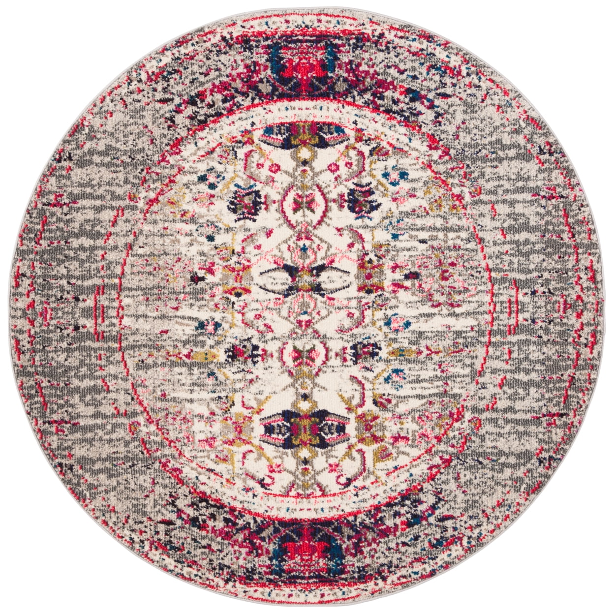 Edith Printed Rug SAFAVIEH Monaco Edith Abstract Area Rug, Grey/Ivory, 9' x 9' Round ...