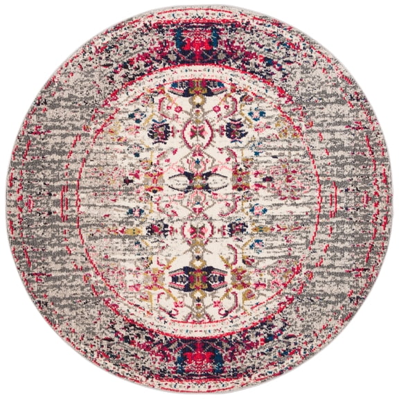 SAFAVIEH Monaco Edith Abstract Area Rug, Grey/Ivory, 9' x 9' Round