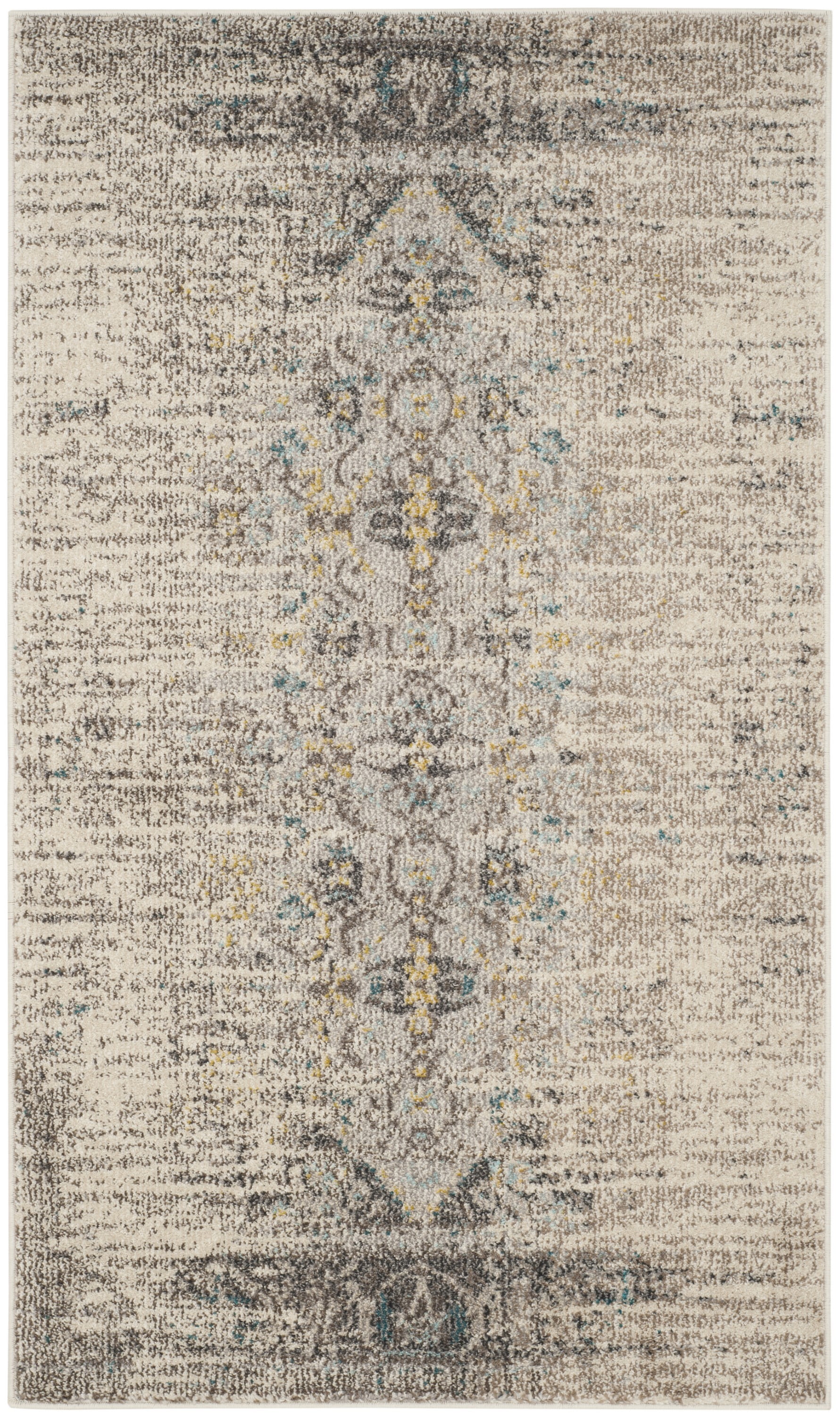 Reversible Gray Rectangular Synthetic 3' x 5' Stain-Resistant Rug