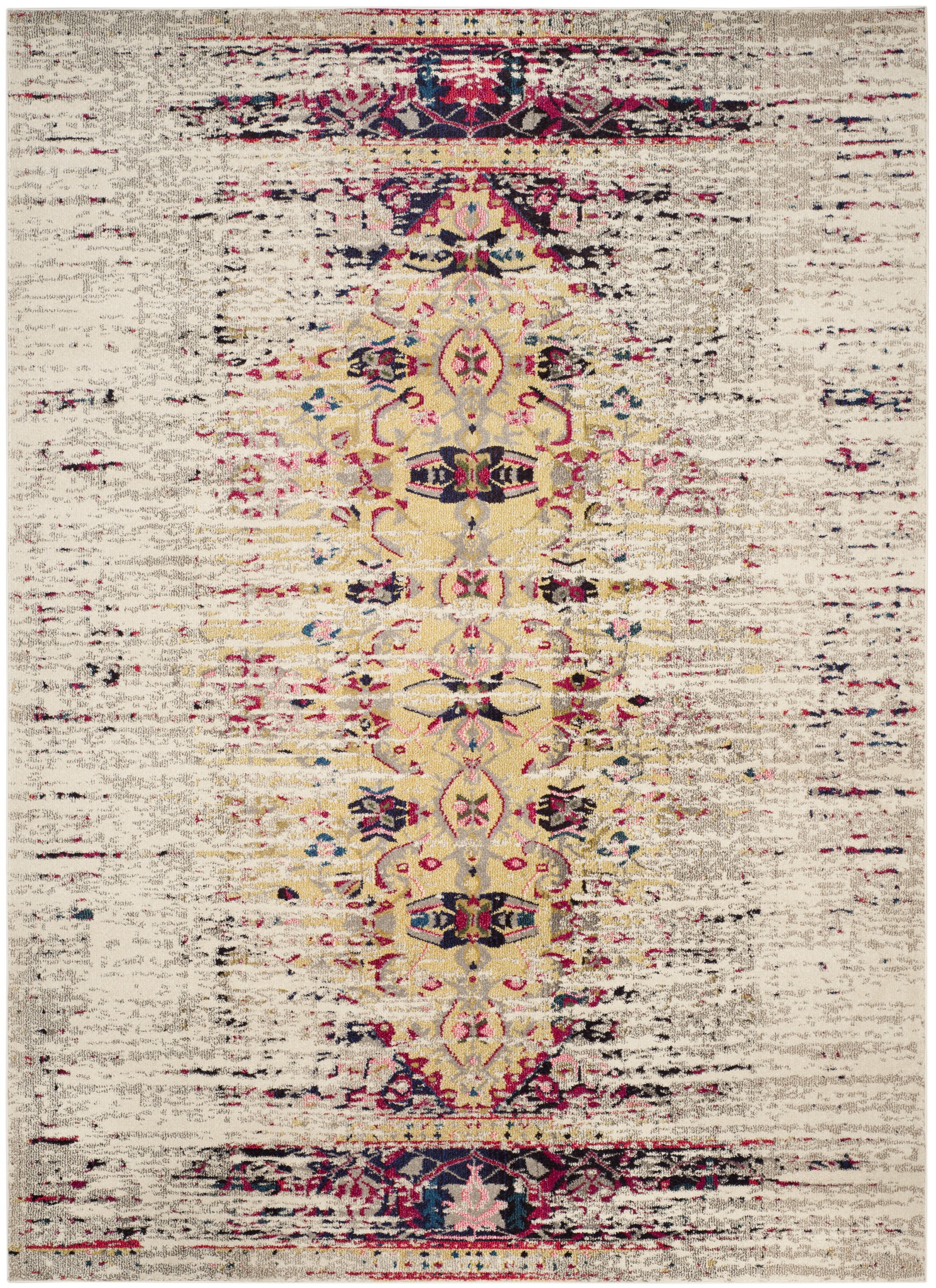 Ivory and Pink 10' x 14' Synthetic Reversible Area Rug