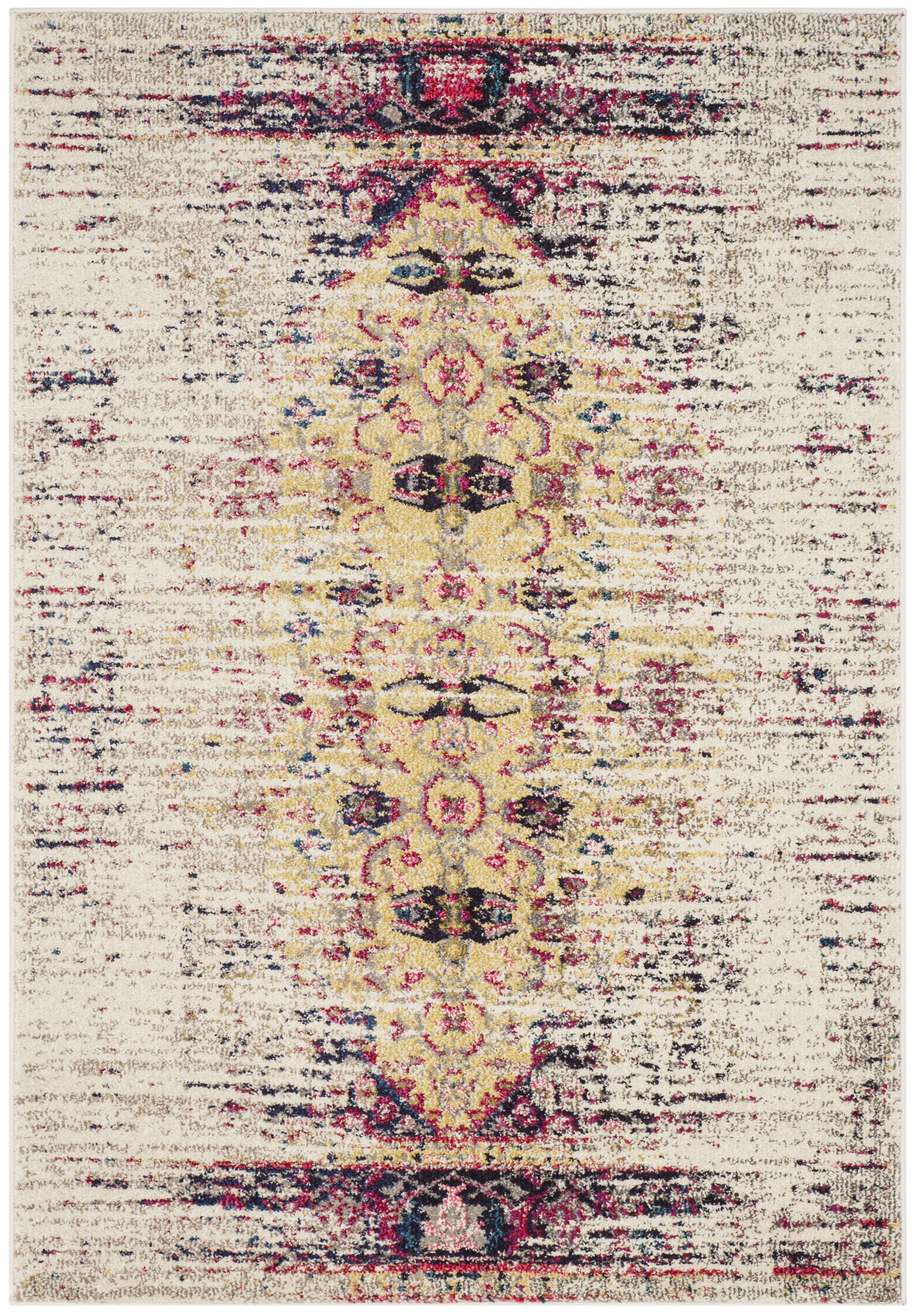 Chic Monaco Ivory/Pink Synthetic 4' x 5'7" Area Rug