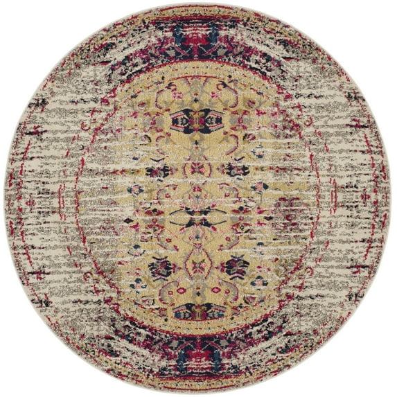 SAFAVIEH Monaco Elsdon Abstract Area Rug, Ivory/Pink, 6'7" x 6'7" Round