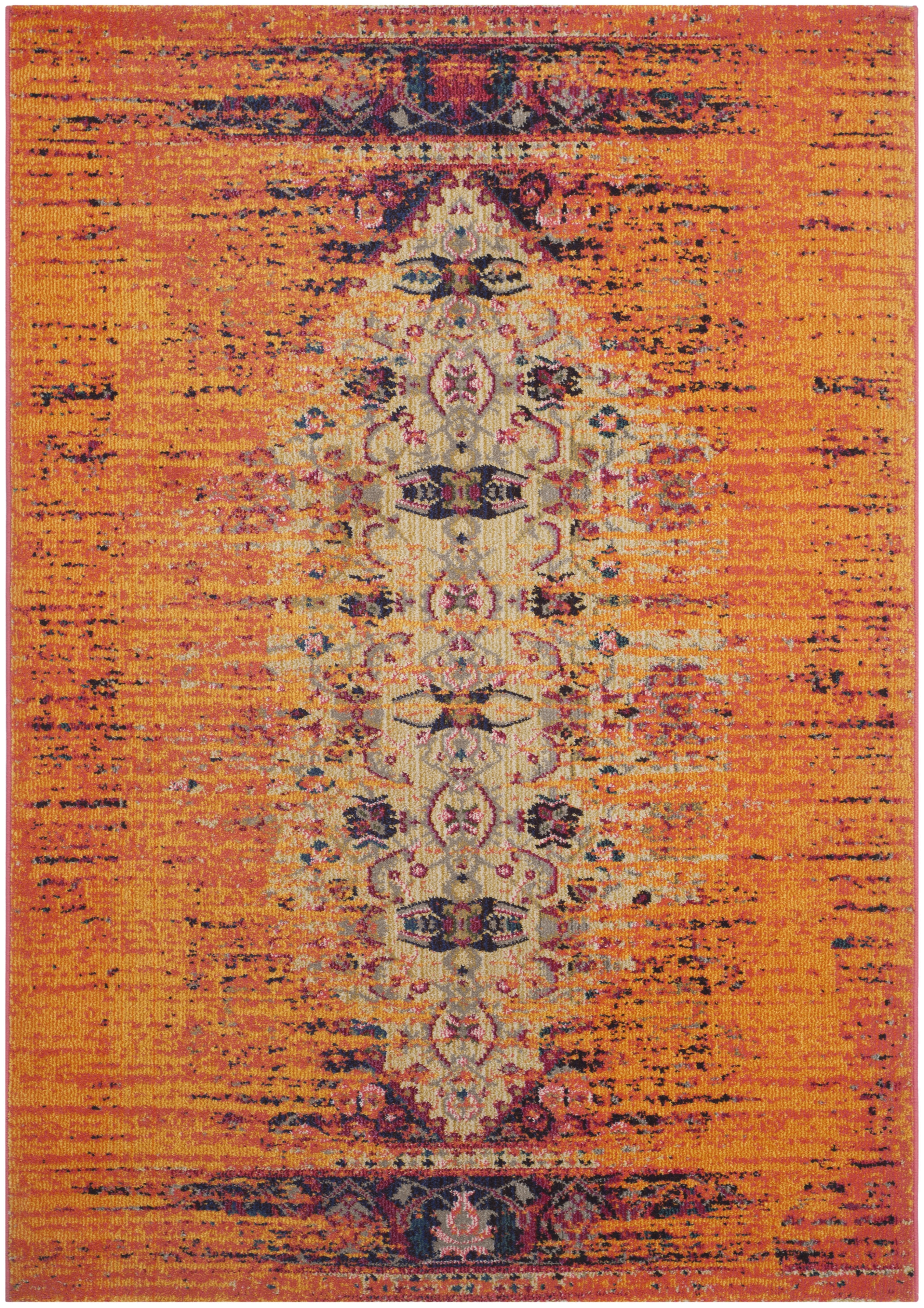Orange Multi 10x14 Synthetic Hand-knotted Area Rug
