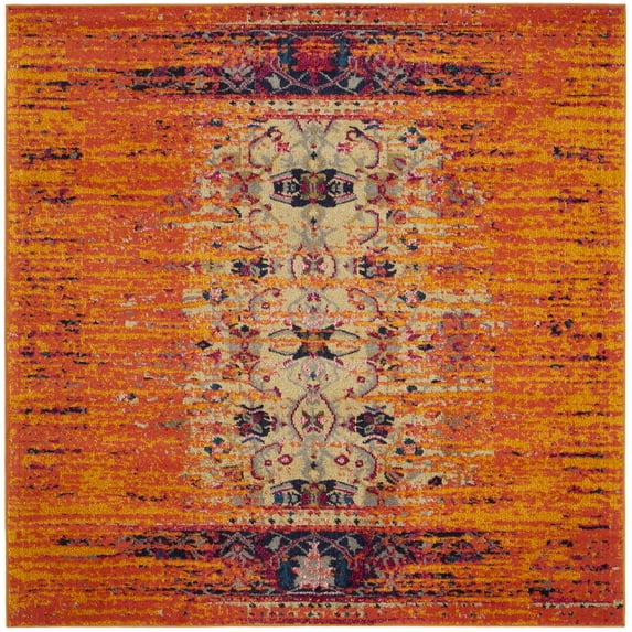 SAFAVIEH Monaco Elsdon Abstract Area Rug, Orange/Multi, 6'7" x 6'7" Square