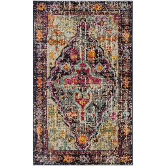 SAFAVIEH Monaco Foliage Transitional Area Rug, Grey/Fuchsia, 3' x 5'