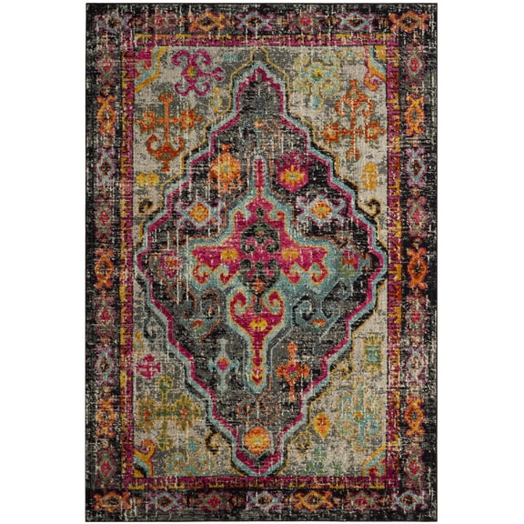SAFAVIEH Monaco Foliage Transitional Area Rug, Grey/Fuchsia, 5'1" x 7'7"