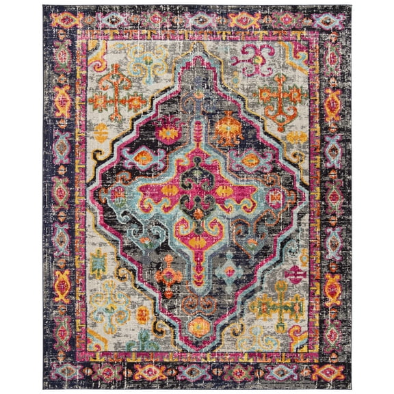 SAFAVIEH Monaco Foliage Oriental Area Rug, Grey/Fuchsia, 8' x 10'