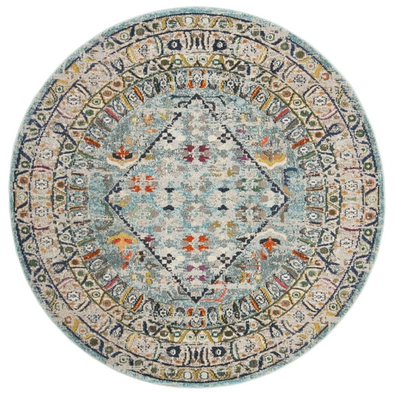 SAFAVIEH Monaco Garnet Abstract Area Rug, Blue/Light Grey, 3' x 3' Round
