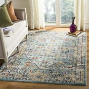 SAFAVIEH Monaco Garnet Abstract Geometric Area Rug, Blue/Light Grey, 4' x 5'7"