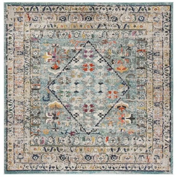 SAFAVIEH Monaco Garnet Abstract Geometric Area Rug, Blue/Light Grey, 9' X 9' Square