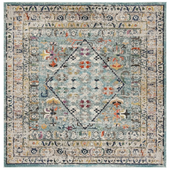 SAFAVIEH Monaco Garnet Abstract Geometric Area Rug, Blue/Light Grey, 9' X 9' Square
