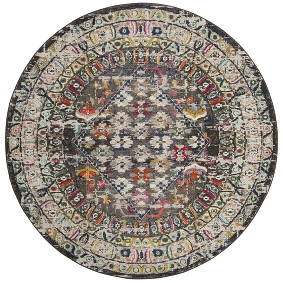 SAFAVIEH Monaco Garnet Abstract Geometric Area Rug, Brown/Grey, 6'7" x 6'7" Round