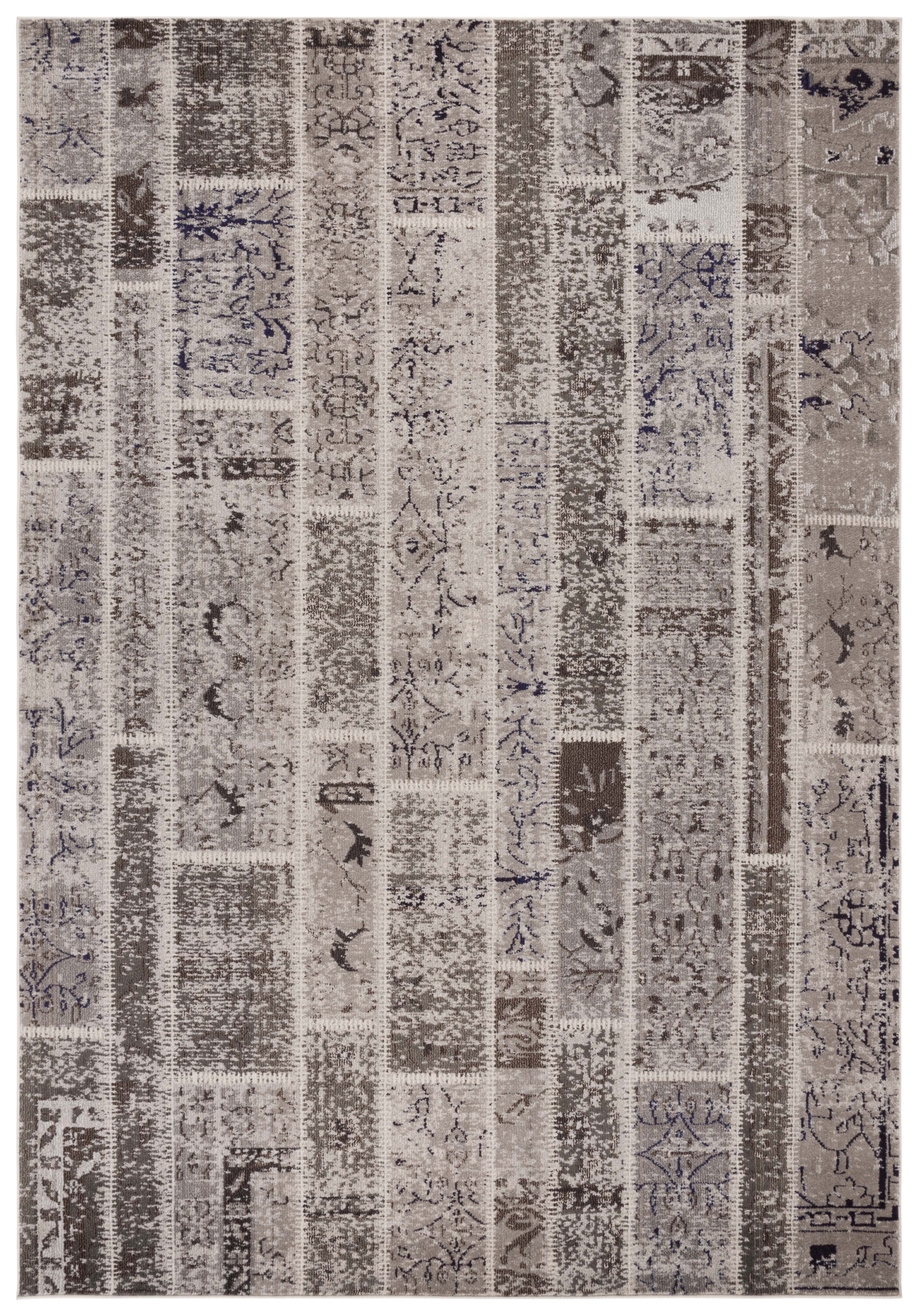 Beige and Multi Geometric Synthetic Area Rug