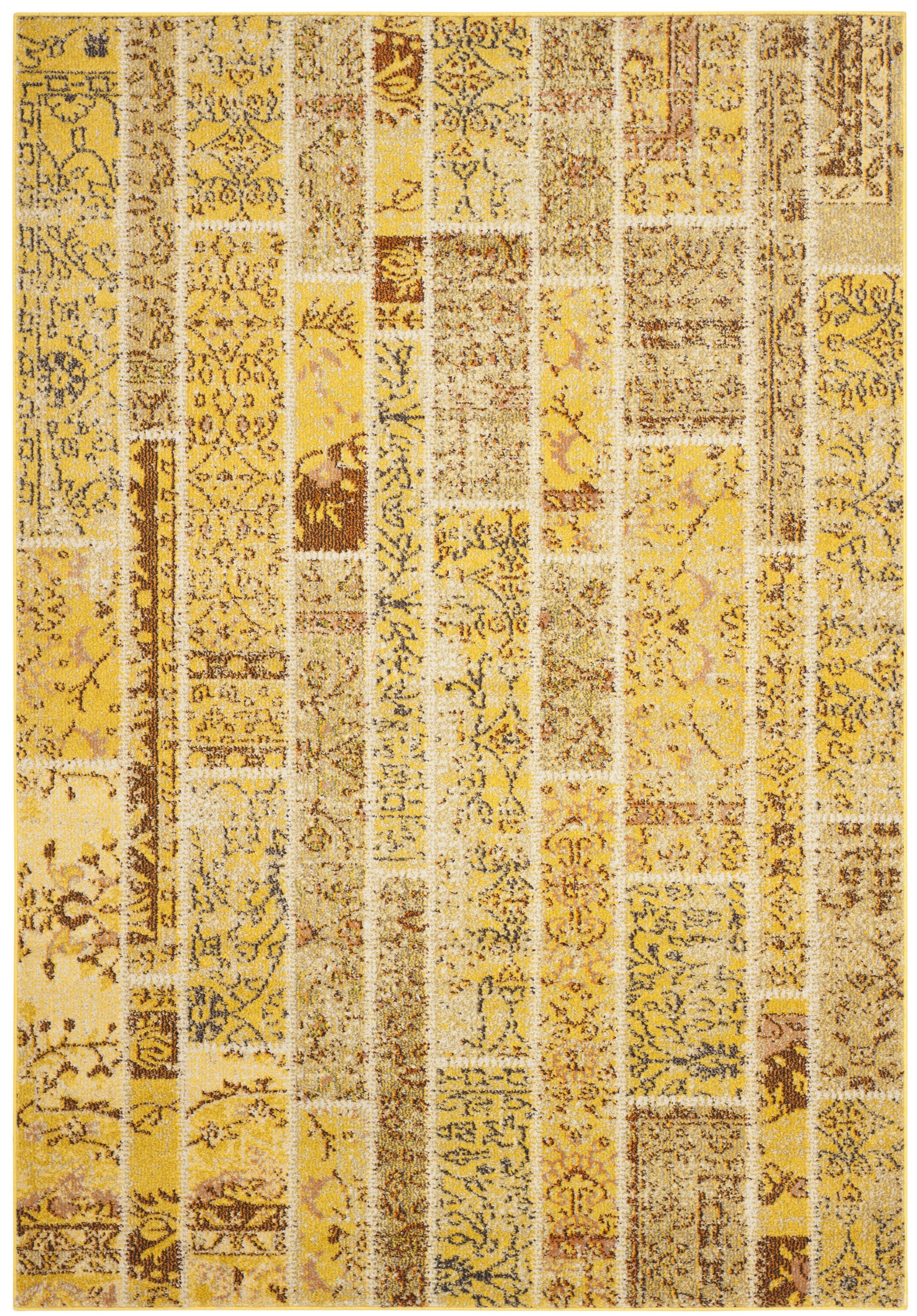 Boho-Chic Blue Geometric Synthetic Area Rug, 3' x 5'