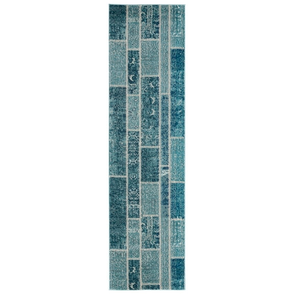 SAFAVIEH Monaco Gerard Geometric Runner Rug, Blue/Multi, 2'2" x 8'