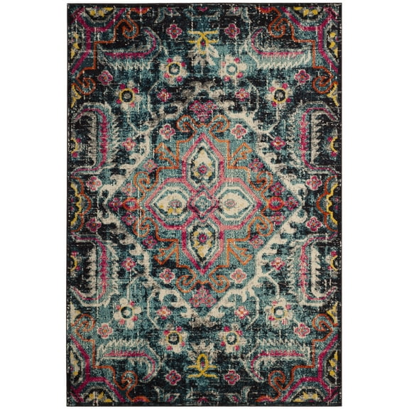 SAFAVIEH Monaco Keiran Transitional Area Rug, Blue/Fuchsia, 4' x 5'7"