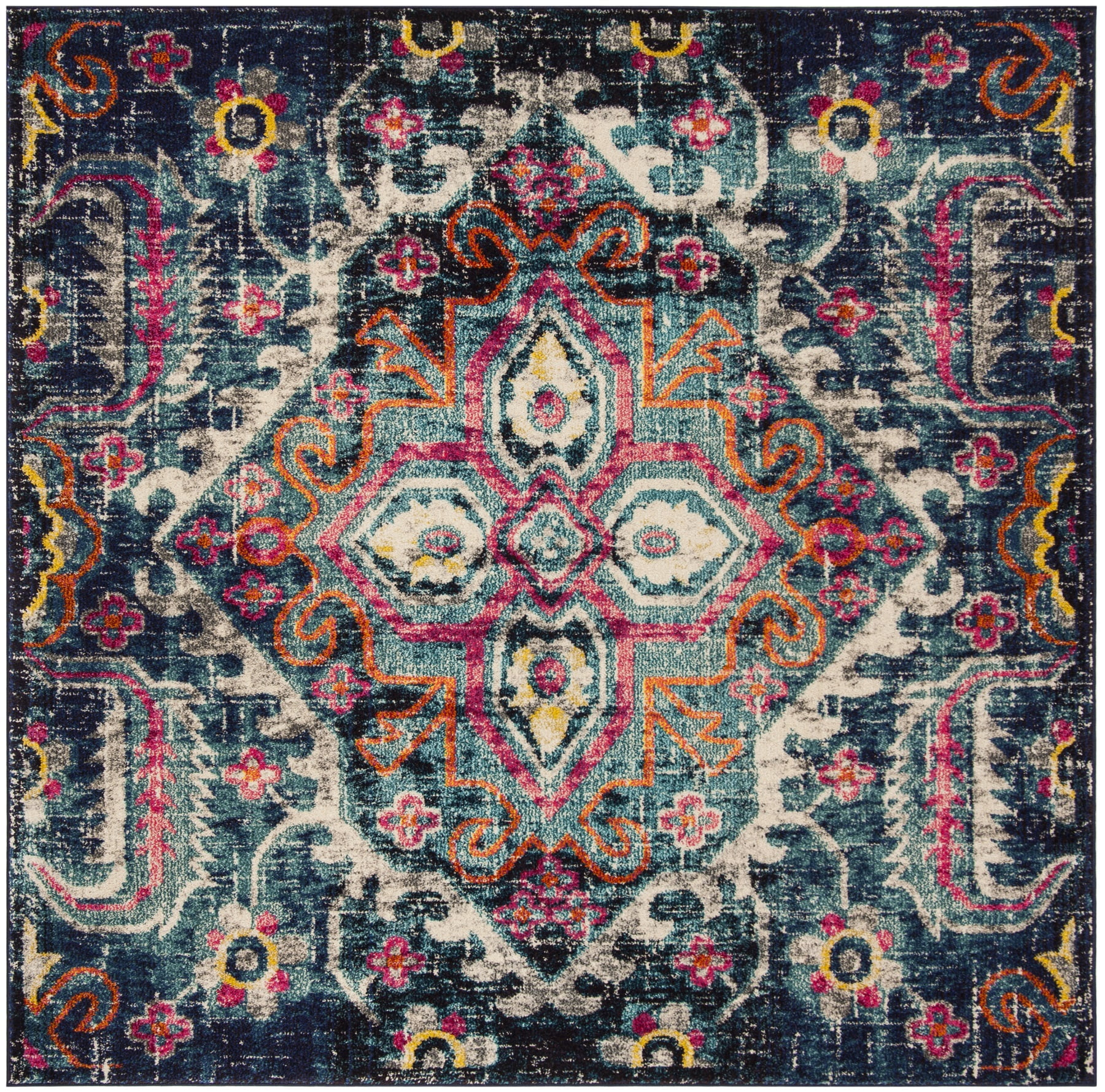 SAFAVIEH Monaco Keiran Transitional Area Rug, Blue/Fuchsia, 6'7
