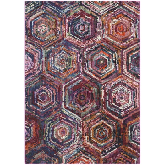 SAFAVIEH Monaco Kelsey Geometric Area Rug, Pink/Multi, 4' x 5'7"