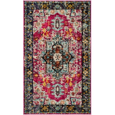 SAFAVIEH Monaco Maryam Traditional Area Rug, Fuchsia/Grey, 3' x 5'