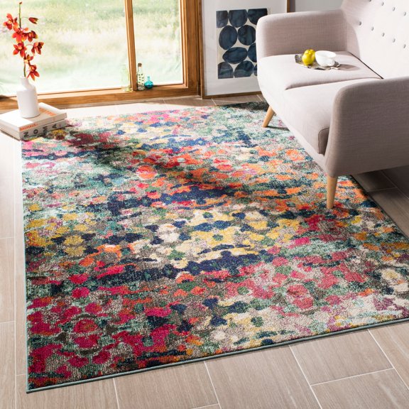 SAFAVIEH Monaco Montana Abstract Colorful Area Rug, Green/Blue, 5'1" x 7'7"