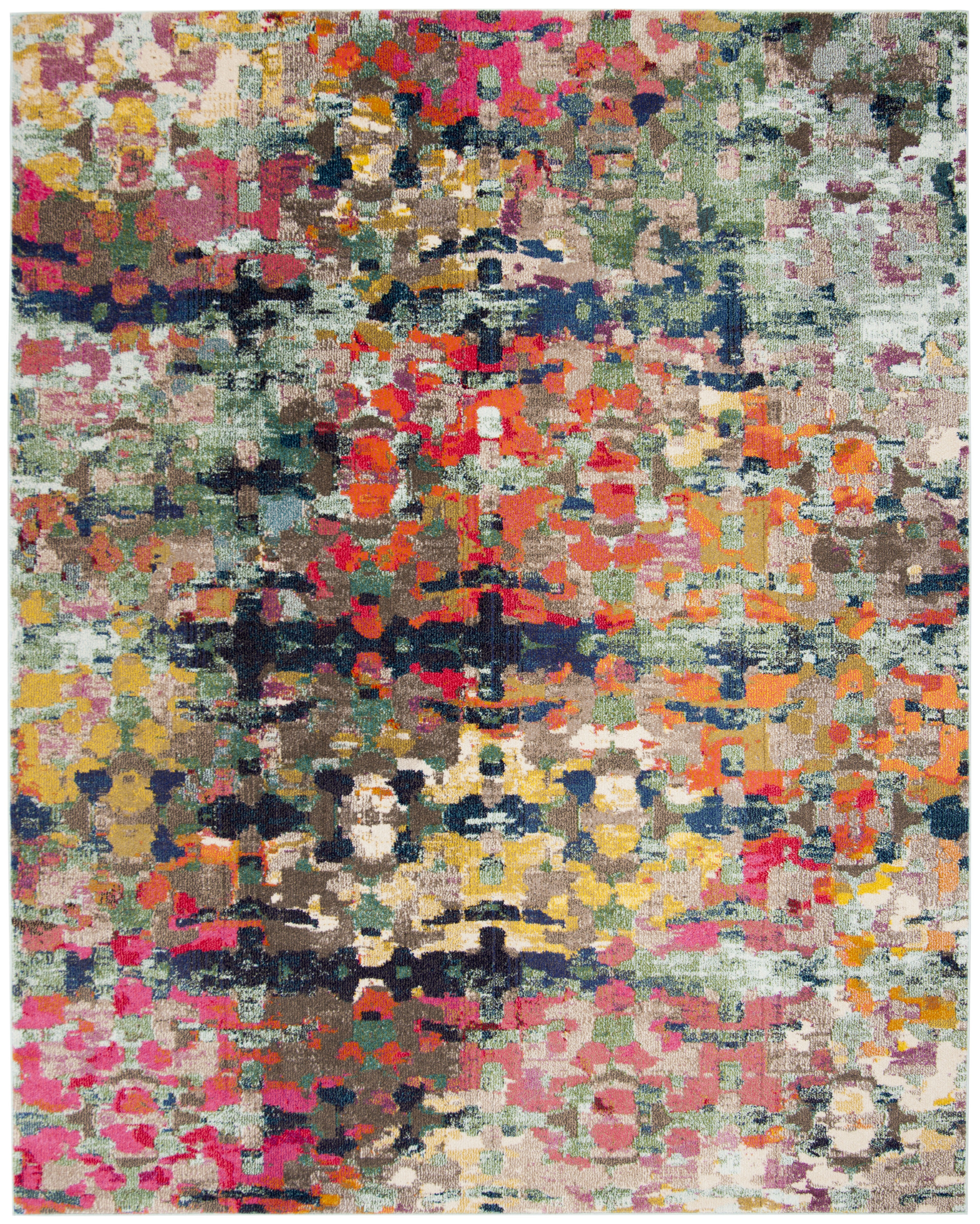 Colorful Abstract Synthetic Low Pile Area Rug