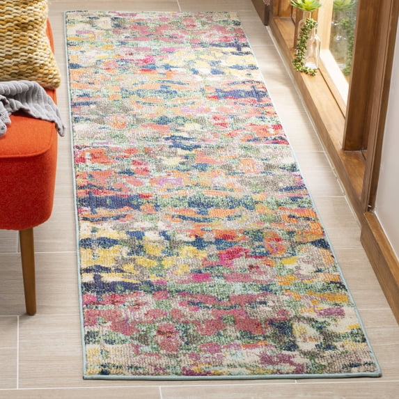 SAFAVIEH Monaco Montana Abstract Colorful Runner Rug, Green/Blue, 2'2" x 8'
