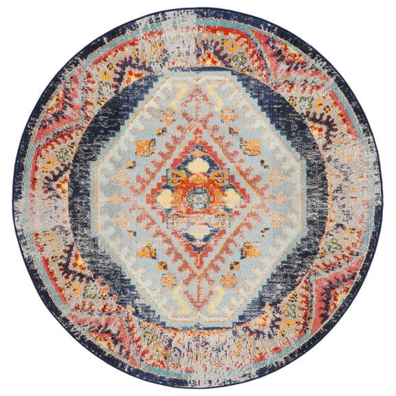 SAFAVIEH Monaco Nathaniel Oriental Area Rug, Rust/Multi, 6'7" x 6'7" Round