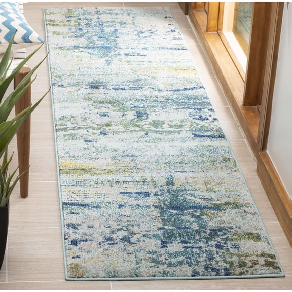 SAFAVIEH Monaco Nikeisha Abstract Runner Rug, Blue/Grey, 2'2" x 8'