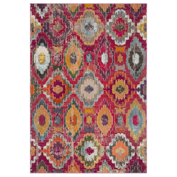 SAFAVIEH Monaco Noweel Geometric Area Rug, Red/Blue, 6'7" x 6'7" Square