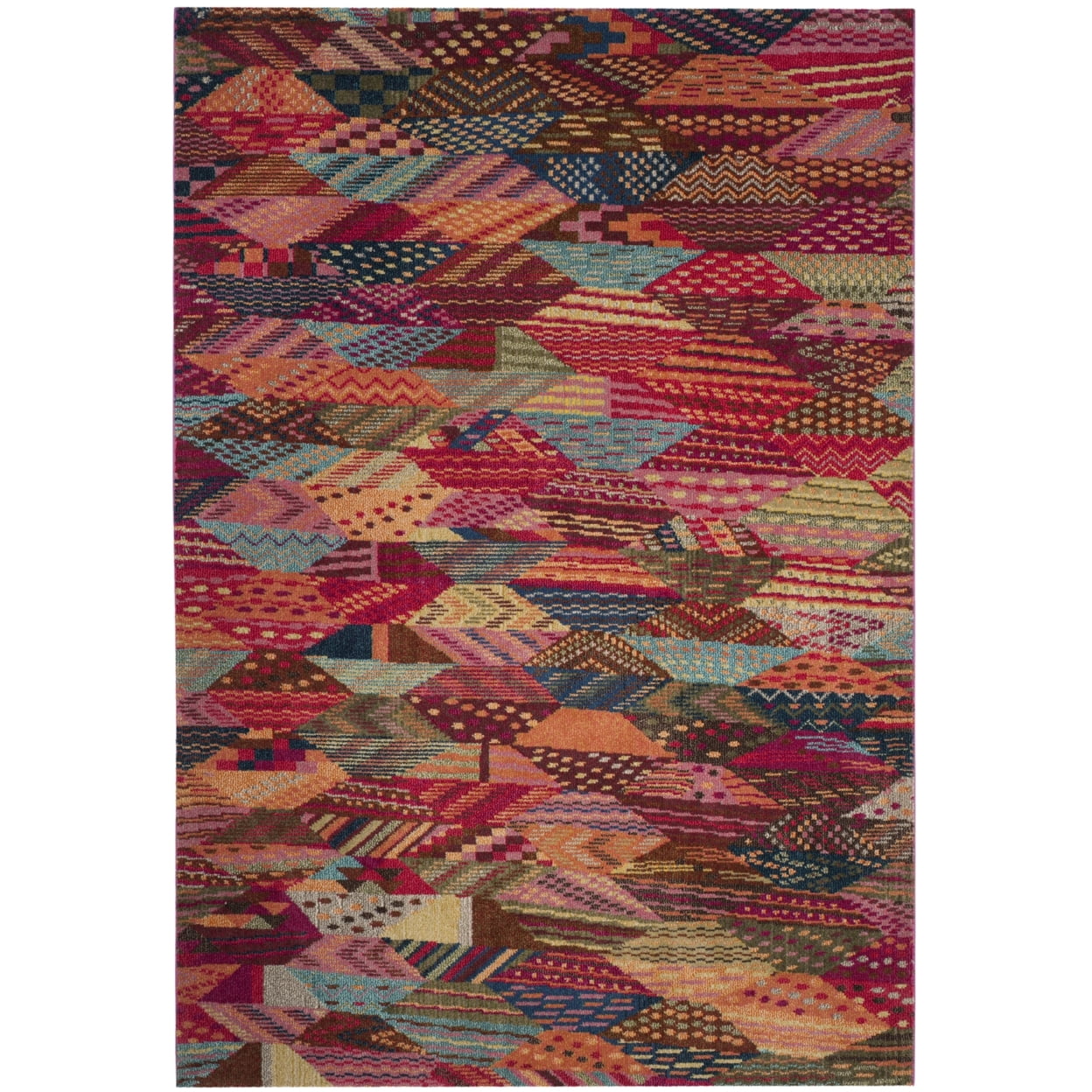 Multicolor Geometric Patchwork Synthetic 3' x 5' Area Rug
