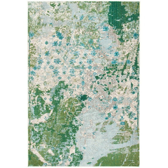 SAFAVIEH Monaco Phoebe Abstract Area Rug, Green/Turquoise, 6'7" X 9'2"