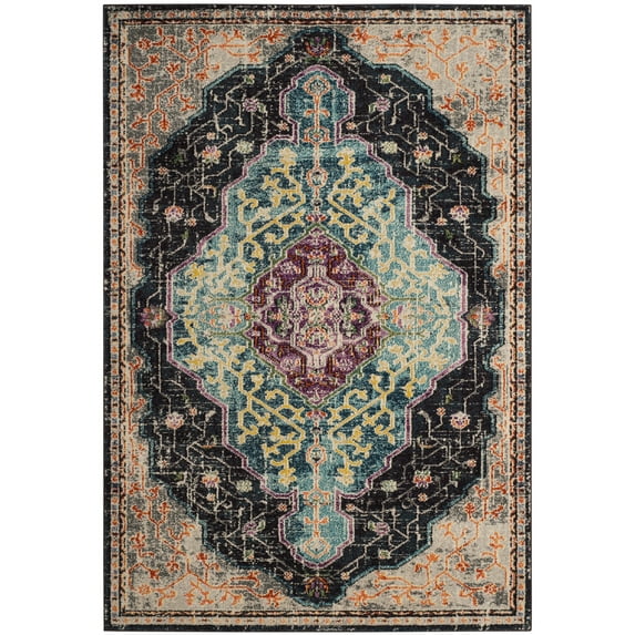 SAFAVIEH Monaco Qendro Transitional Area Rug, Black/Blue, 5'1" x 7'7"