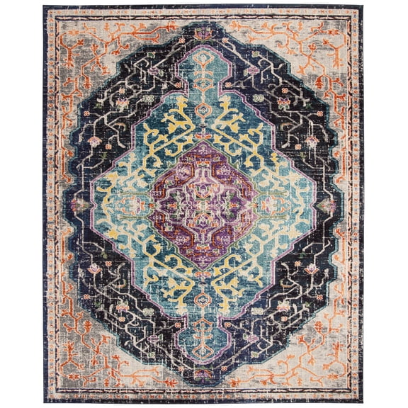 SAFAVIEH Monaco Qendro Transitional Area Rug, Black/Blue, 8' x 10'