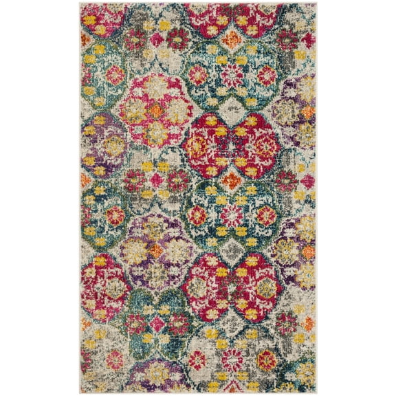 SAFAVIEH Monaco Ralph Geometric Area Rug, Grey/Fuchsia, 3' x 5'