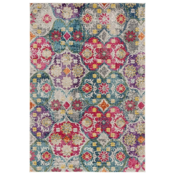 SAFAVIEH Monaco Ralph Geometric Area Rug, Grey/Fuchsia, 4' x 5'7"