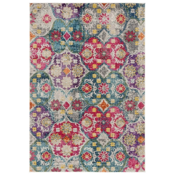 SAFAVIEH Monaco Ralph Geometric Area Rug, Grey/Fuchsia, 6'7" x 9'2"