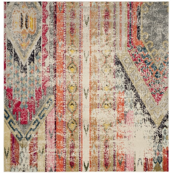 SAFAVIEH Monaco Risto Abstract Area Rug, Light Grey/Multi, 5' x 5' Square