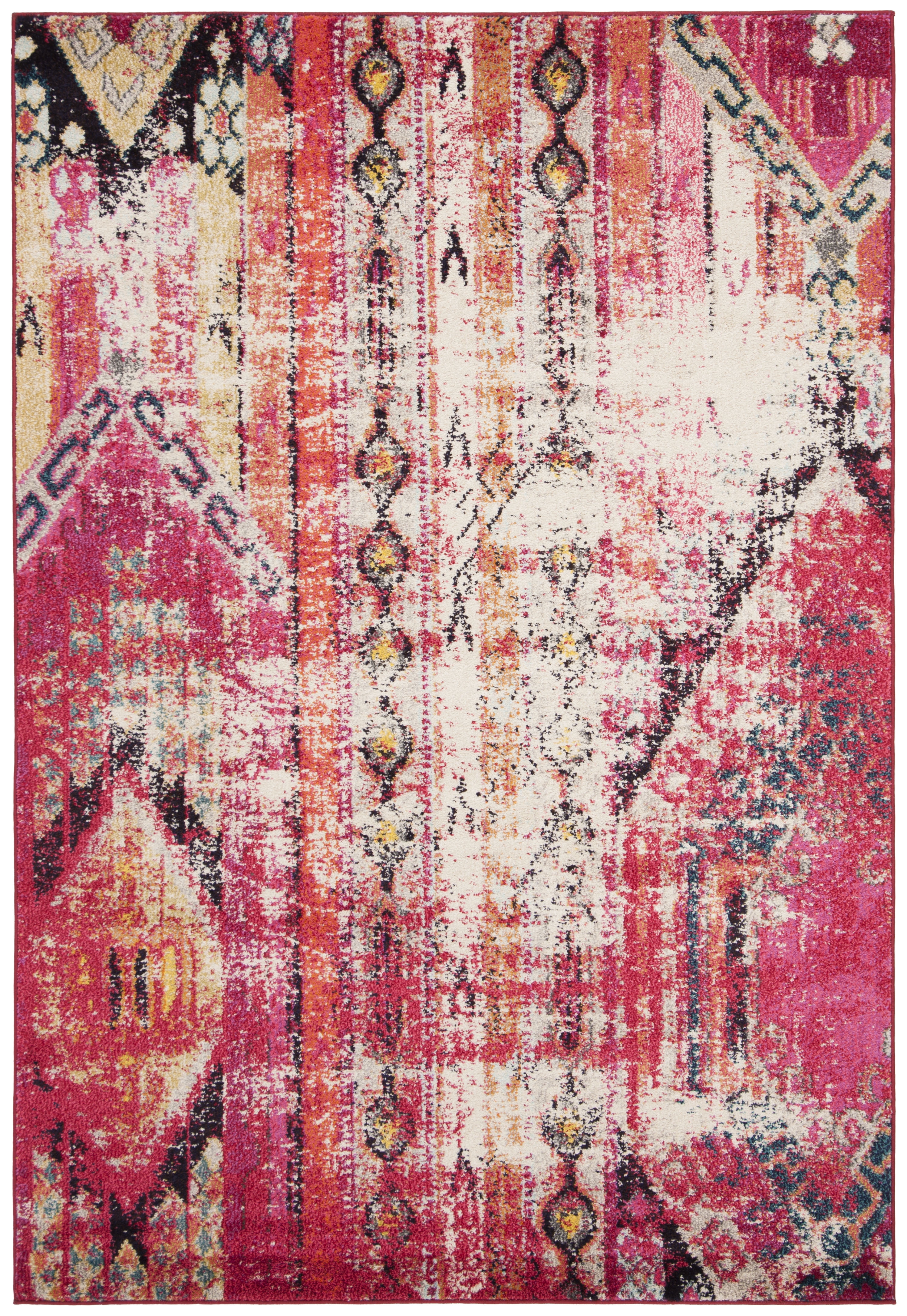 Magenta Mirage 3' x 5' Boho Chic Tribal Distressed Area Rug