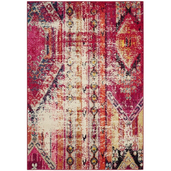 SAFAVIEH Monaco Risto Abstract Area Rug, Magenta/Multi, 4' x 5'7"