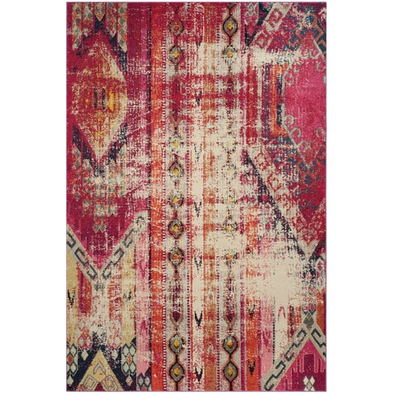 SAFAVIEH Monaco Risto Abstract Area Rug, Magenta/Multi, 6'7" x 9'2"