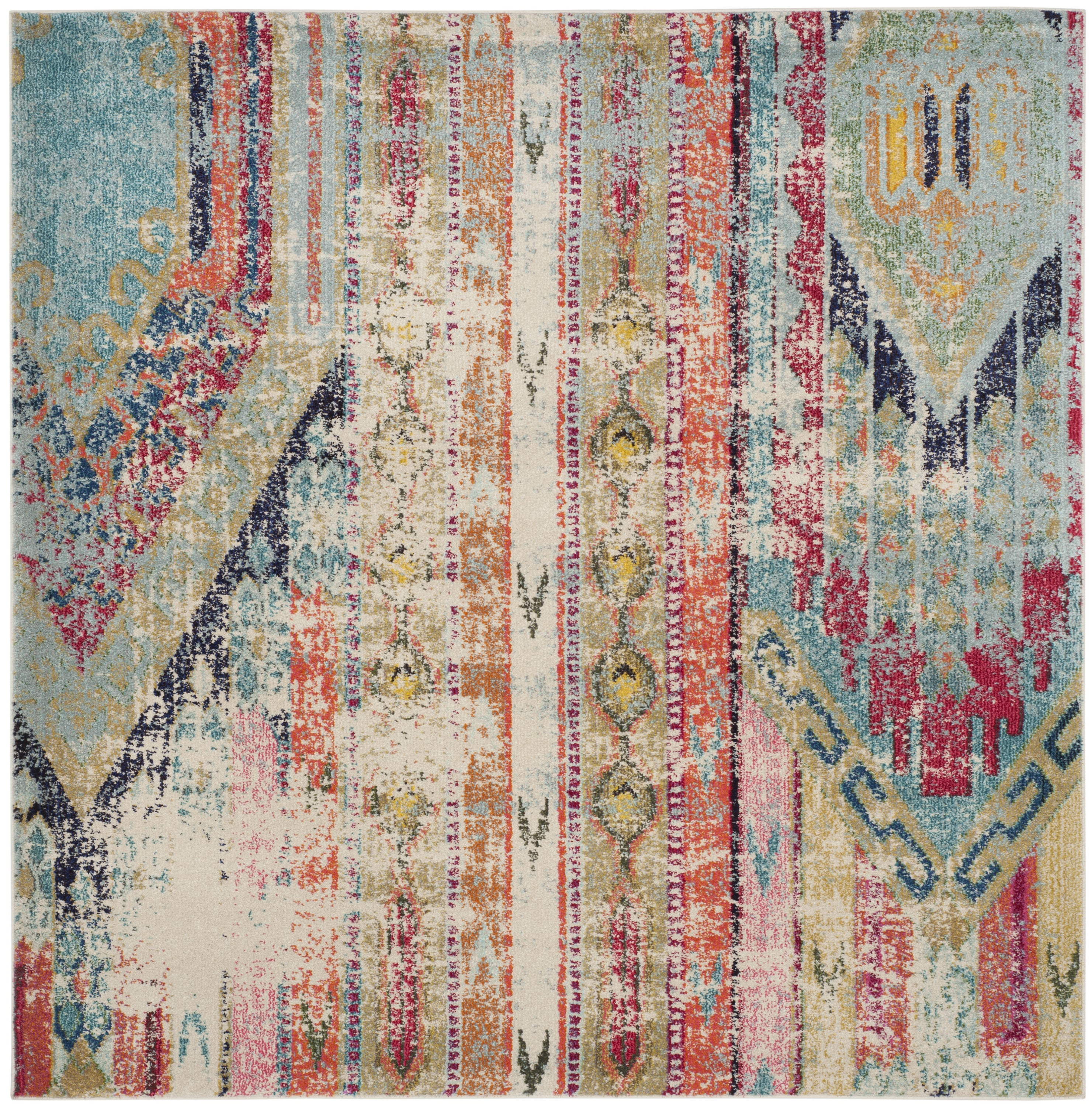 Boho-Chic Monaco 5' Square Multicolor Synthetic Area Rug