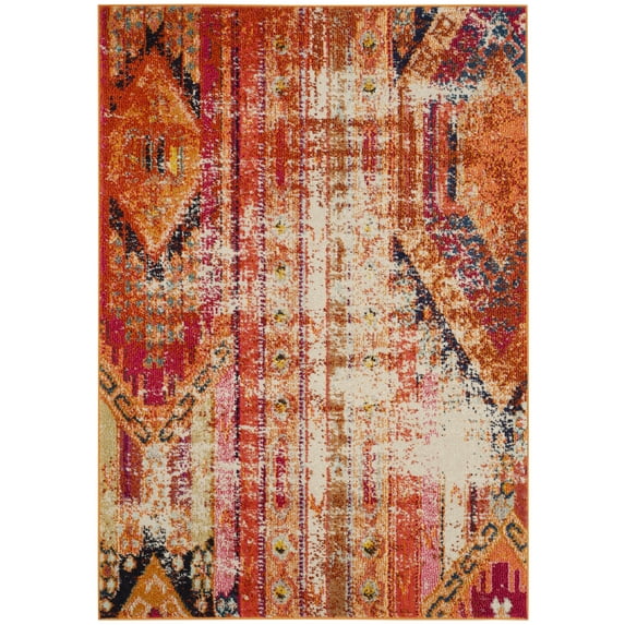 SAFAVIEH Monaco Risto Abstract Area Rug, Orange/Multi, 4' x 5'7"